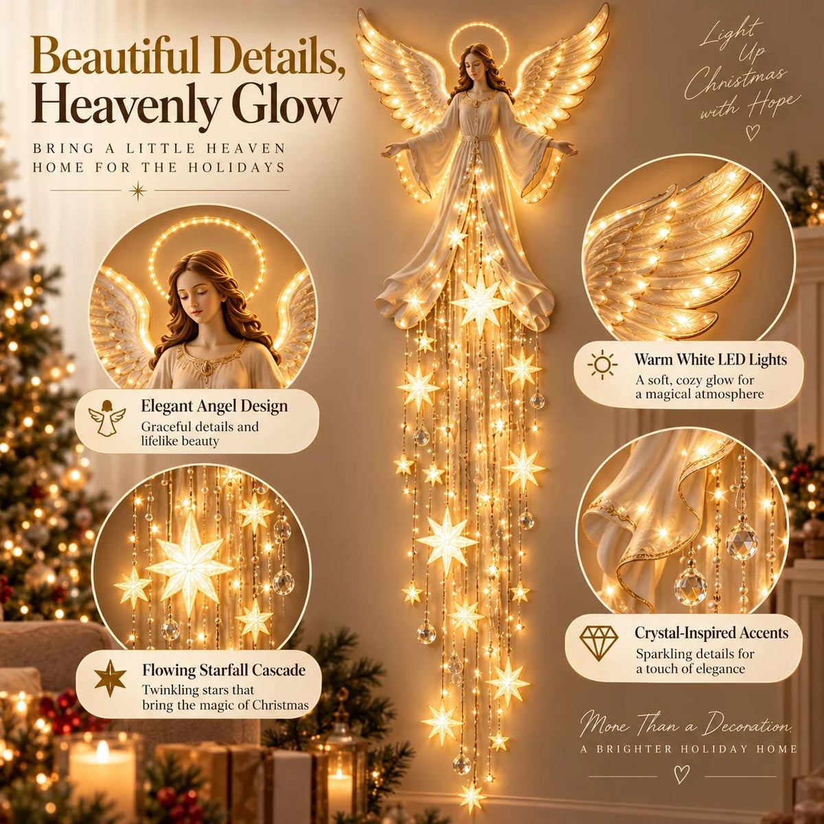 Angel Blessing Starfall Wall Light – Heavenly Christmas Wall Decor(🎁Buy 2 Free Shipping)